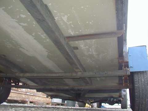 underside of the fiberglass trailer deck