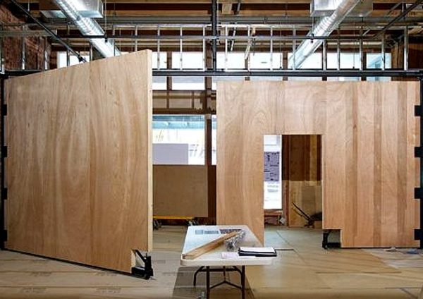 Large extreme edge pivoting hardware for large swing wooden room dividers with man door